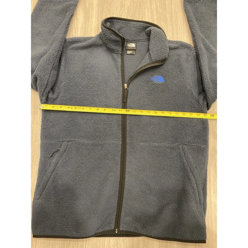 The North Face Large Mens Full Zip Fleece Jacket Navy Blue 100% Polyester Size L